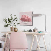 Quadro Decorativo em Tela 45x45cm - Pintura Multicolor com Moldura de Pinho Natural