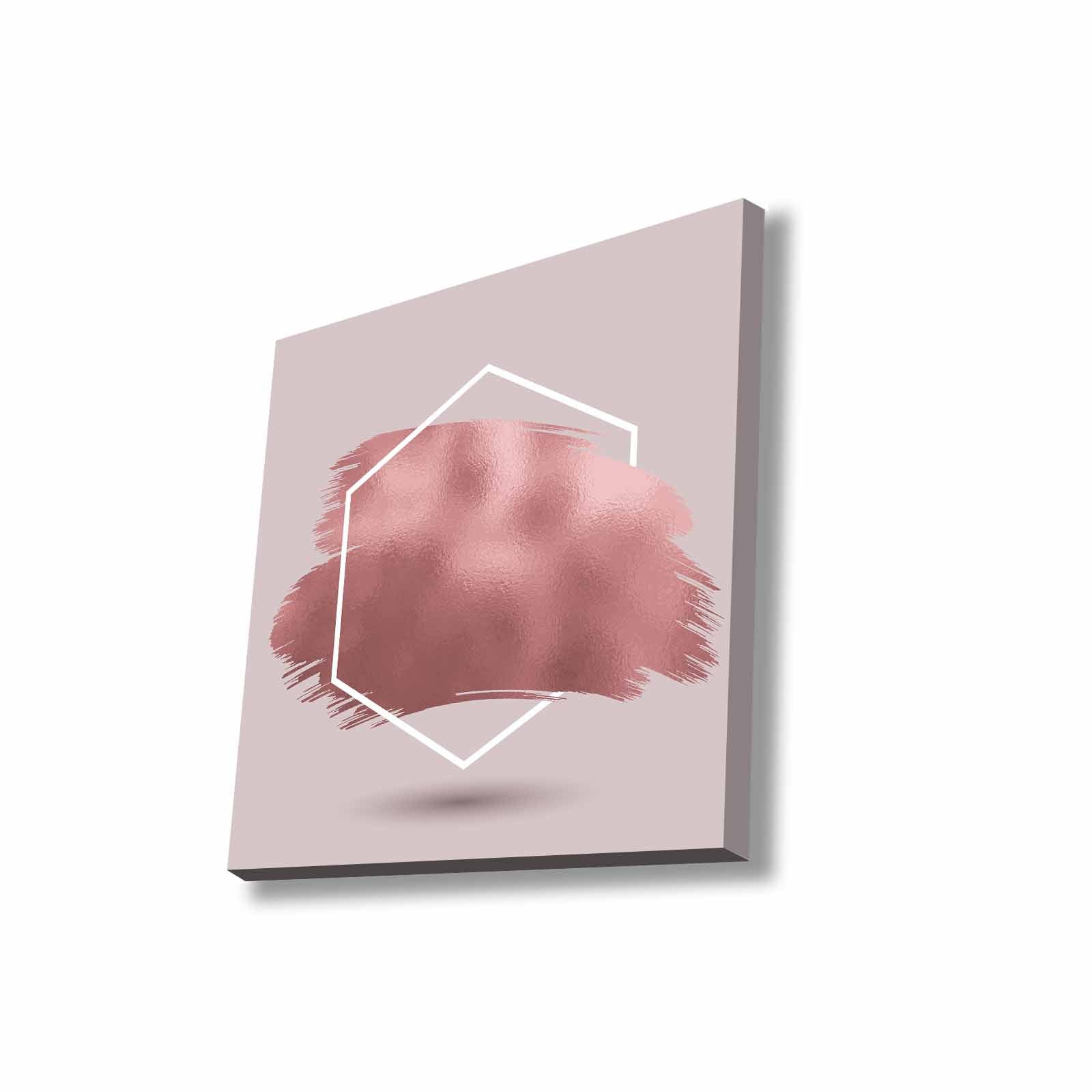 Quadro Decorativo em Tela 45x45cm - Pintura Multicolor com Moldura de Pinho Natural