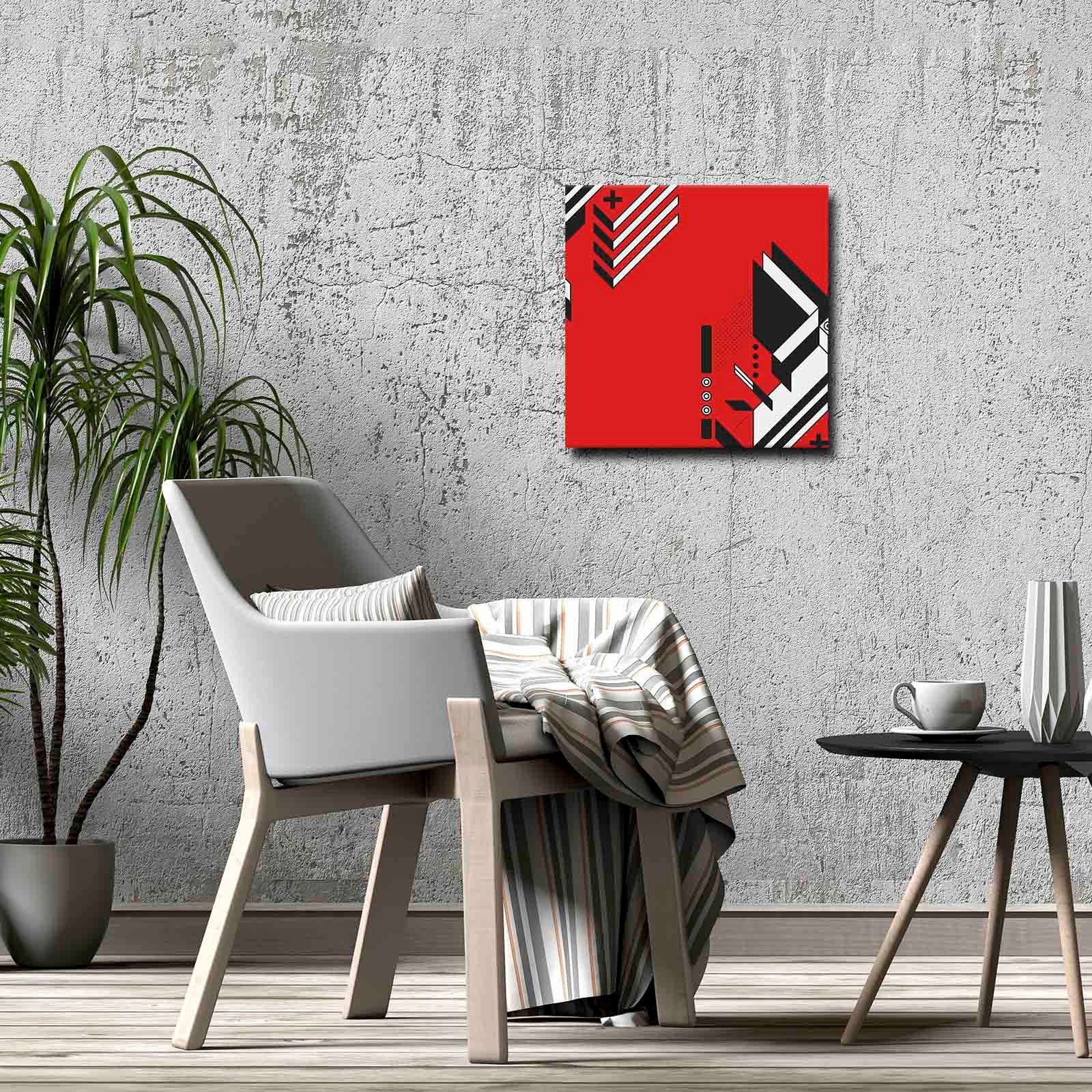 Quadro Decorativo em Tela 45x45cm - Pintura Multicolor com Moldura de Pinho Natural