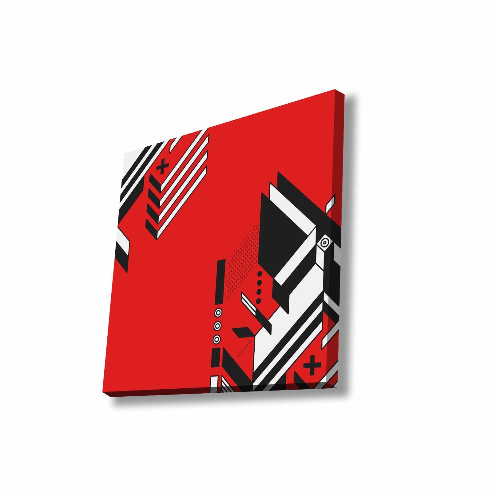 Quadro Decorativo em Tela 45x45cm - Pintura Multicolor com Moldura de Pinho Natural