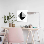 Quadro Decorativo em Tela 45x45cm - Pintura Multicolor com Moldura de Pinho Natural