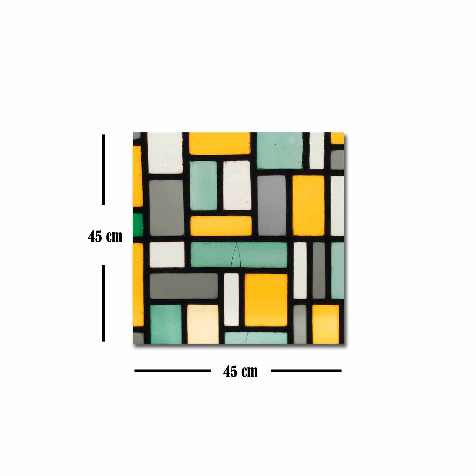Quadro Decorativo em Tela 45x45cm - Pintura Multicolor com Moldura de Pinho Natural