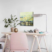 Quadro Decorativo em Tela 45x45cm - Pintura Multicolor com Moldura de Pinho Natural