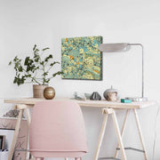 Quadro Decorativo em Tela 45x45cm - Pintura Multicolor com Moldura de Pinho Natural