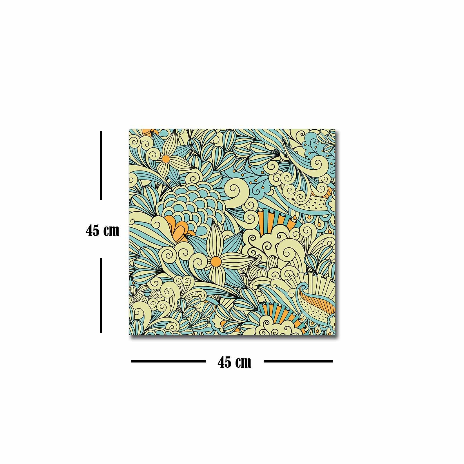 Quadro Decorativo em Tela 45x45cm - Pintura Multicolor com Moldura de Pinho Natural