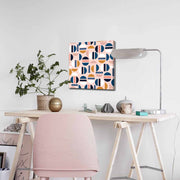 Quadro Decorativo em Tela 45x45cm - Pintura Multicolor com Moldura de Pinho Natural