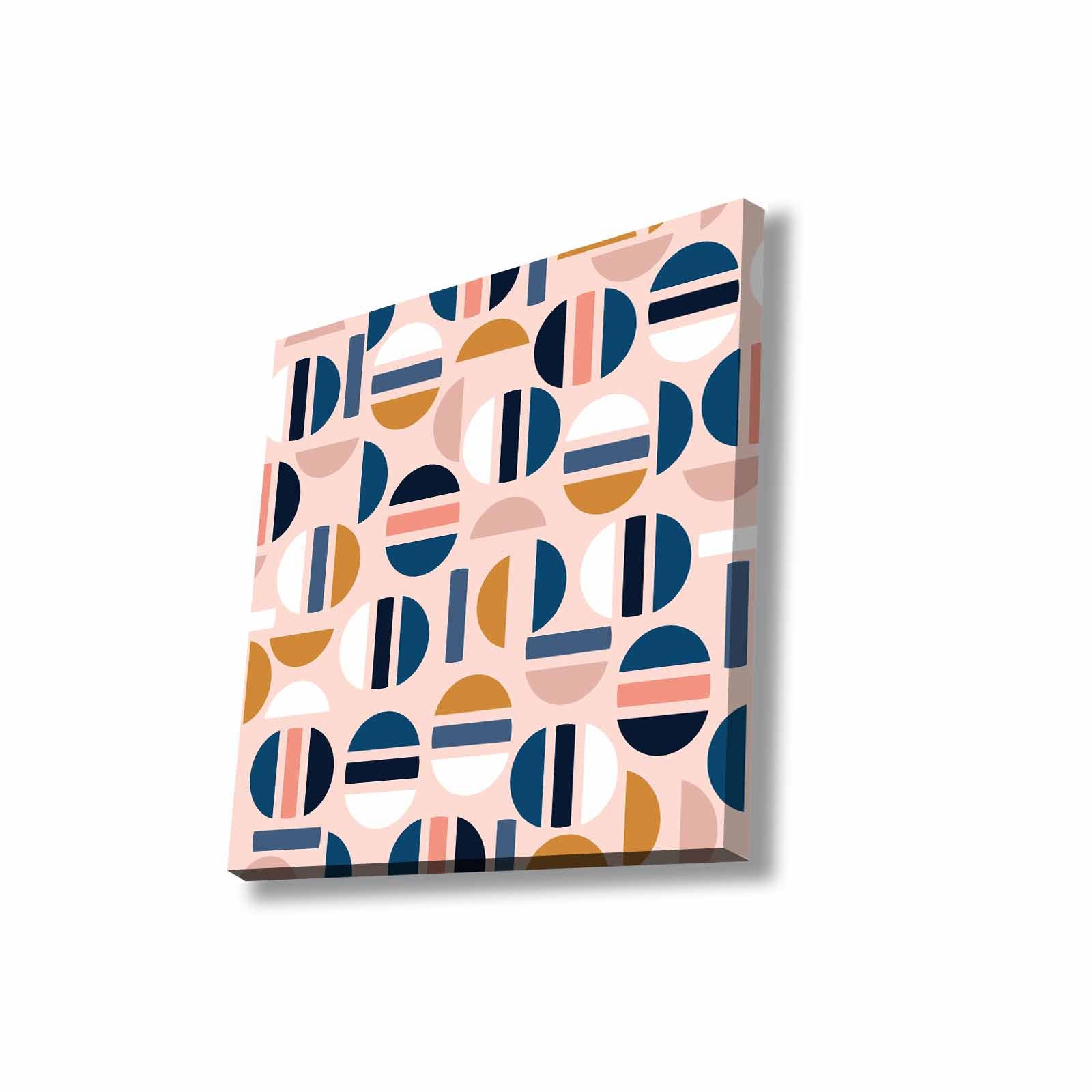 Quadro Decorativo em Tela 45x45cm - Pintura Multicolor com Moldura de Pinho Natural