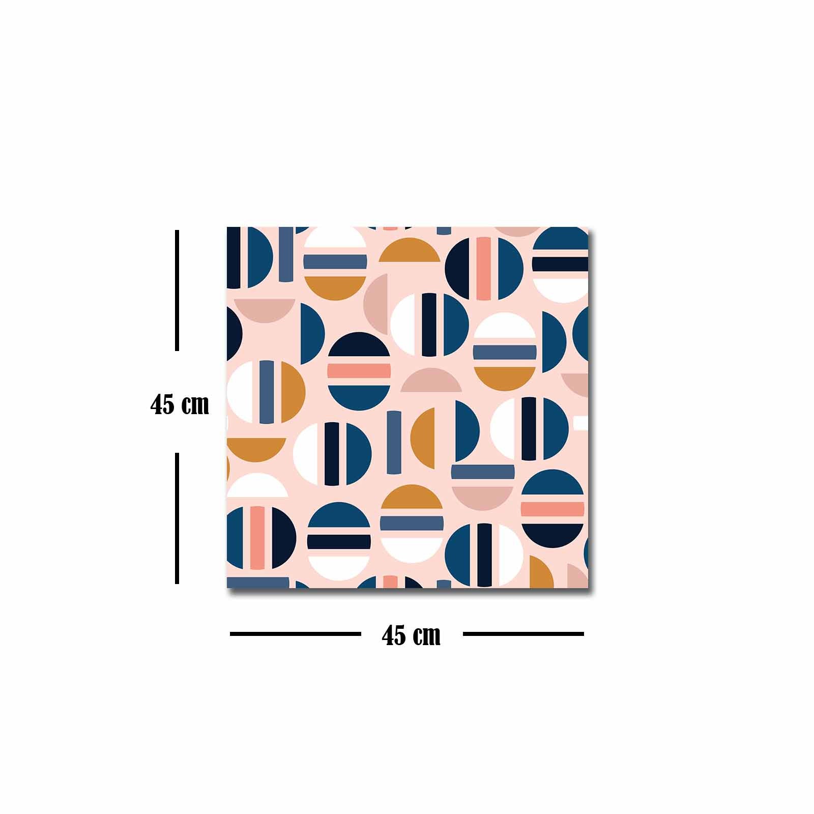 Quadro Decorativo em Tela 45x45cm - Pintura Multicolor com Moldura de Pinho Natural