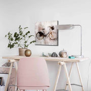 Quadro Decorativo em Tela 45x45cm - Pintura Multicolor com Moldura de Pinho Natural