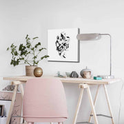 Quadro Decorativo em Tela 45x45cm - Pintura Multicolor com Moldura de Pinho Natural