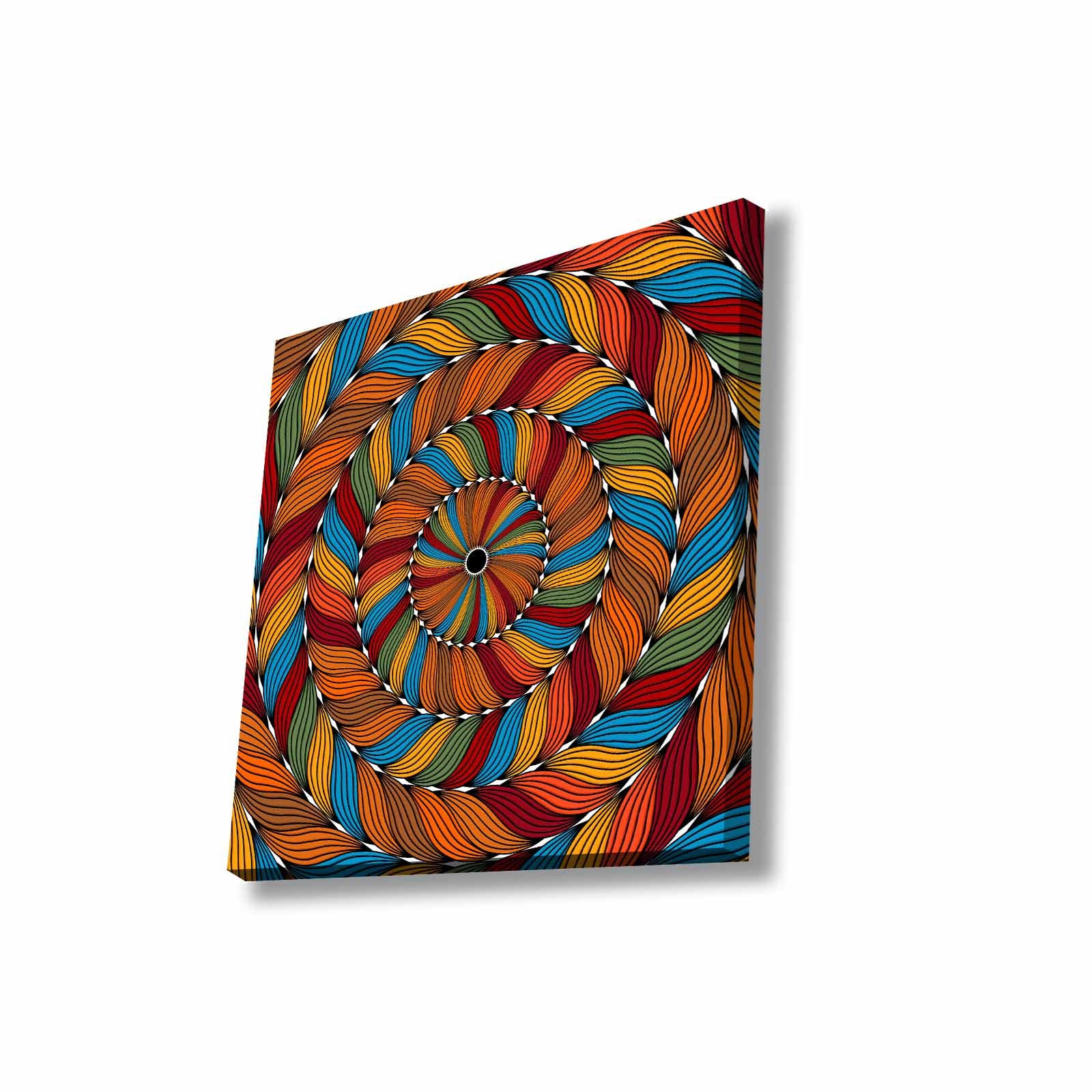 Quadro Decorativo em Tela 45x45cm - Pintura Multicolor com Moldura de Pinho Natural