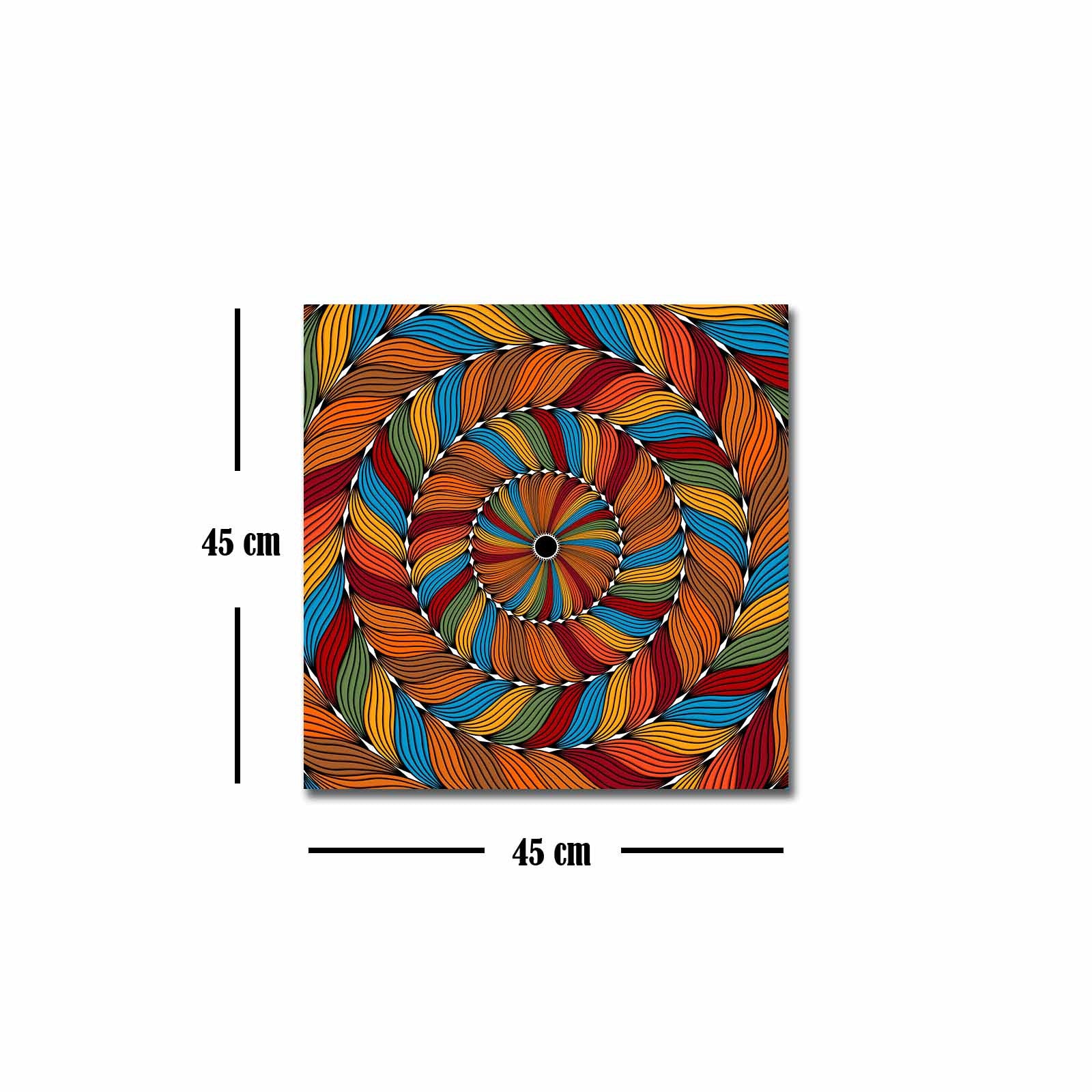 Quadro Decorativo em Tela 45x45cm - Pintura Multicolor com Moldura de Pinho Natural