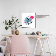 Quadro Decorativo em Tela 45x45cm - Pintura Multicolor com Moldura de Pinho Natural