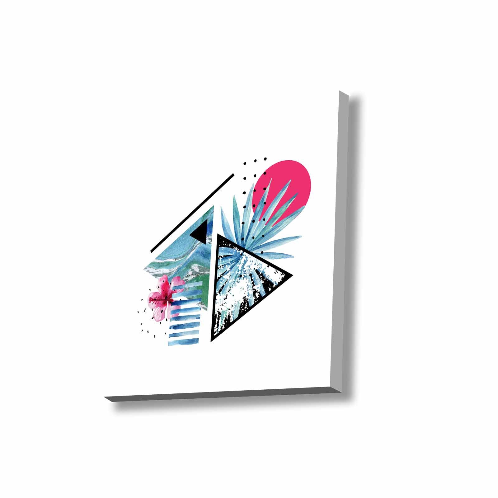 Quadro Decorativo em Tela 45x45cm - Pintura Multicolor com Moldura de Pinho Natural