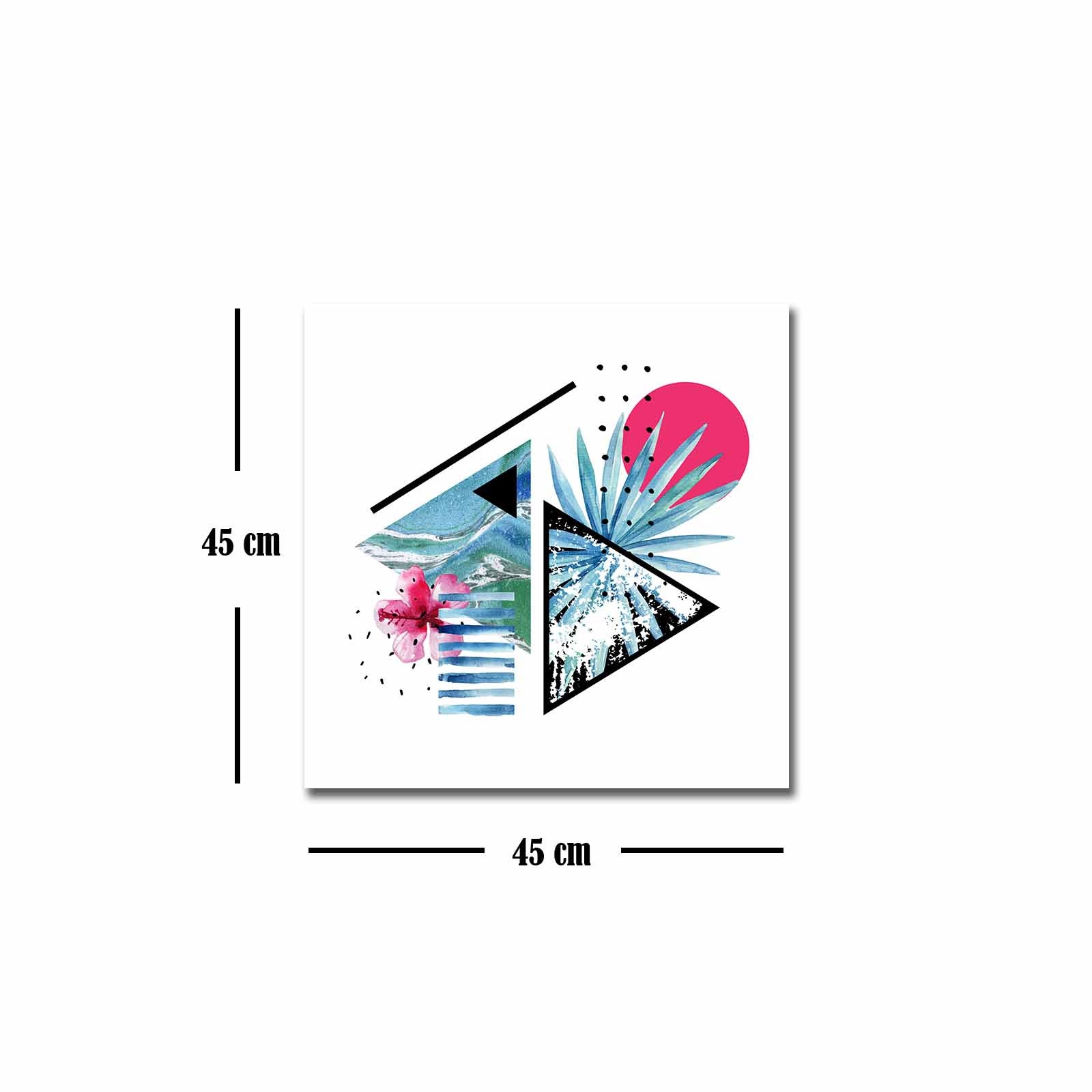 Quadro Decorativo em Tela 45x45cm - Pintura Multicolor com Moldura de Pinho Natural