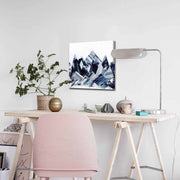 Quadro Decorativo em Tela 45x45cm - Pintura Multicolor com Moldura de Pinho Natural