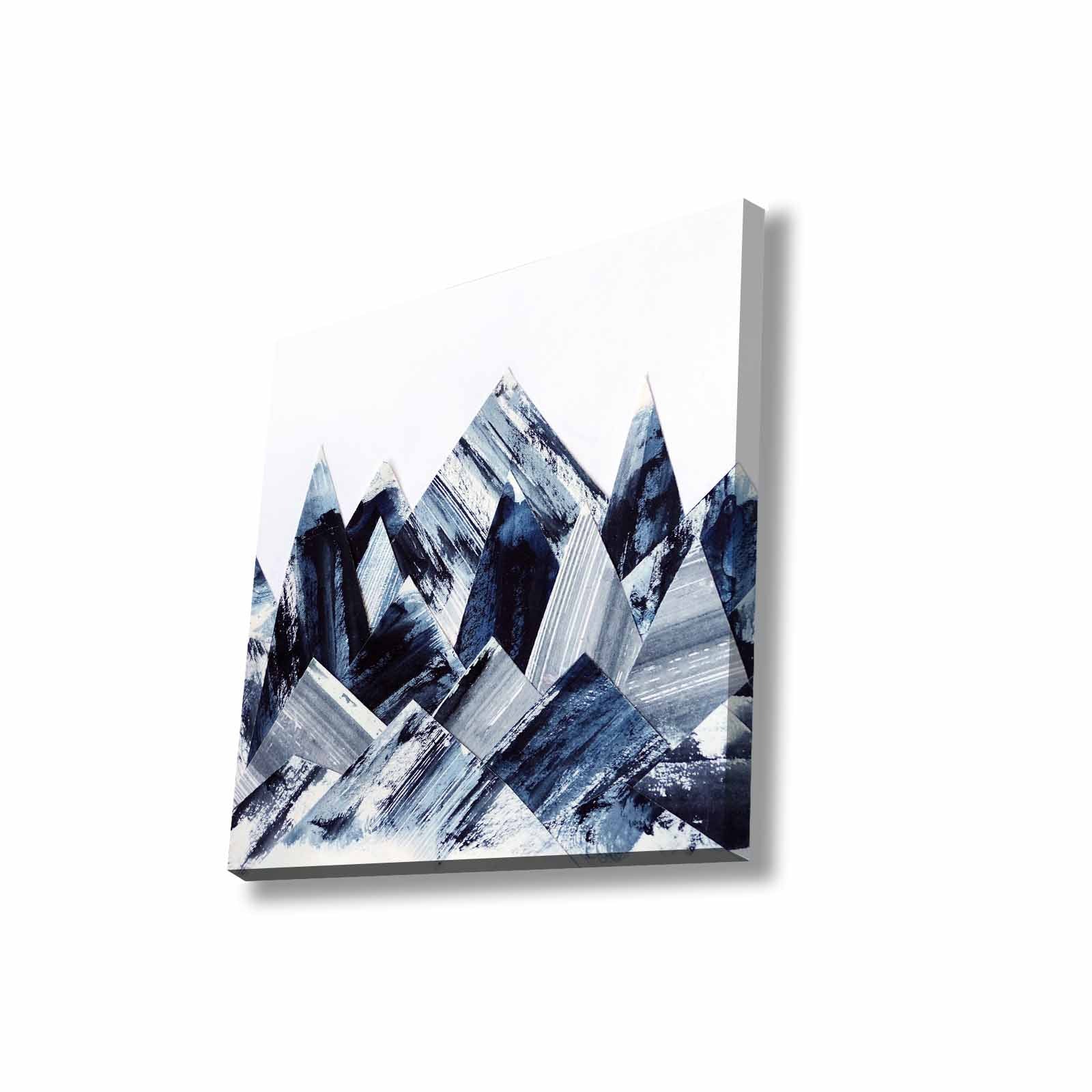 Quadro Decorativo em Tela 45x45cm - Pintura Multicolor com Moldura de Pinho Natural