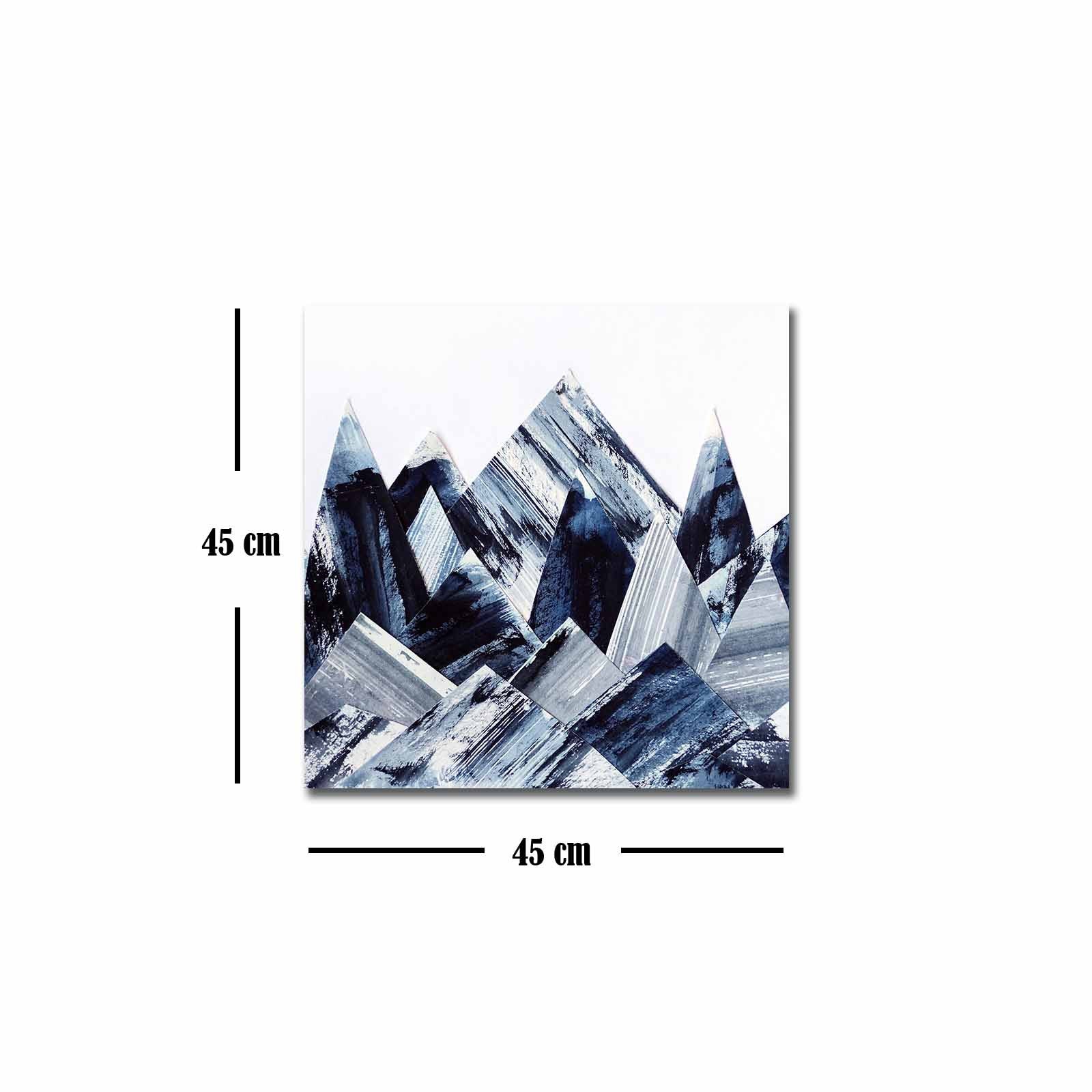 Quadro Decorativo em Tela 45x45cm - Pintura Multicolor com Moldura de Pinho Natural