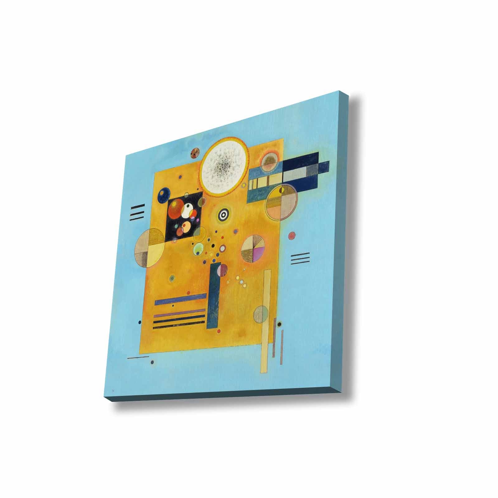 Quadro Decorativo em Tela 45x45cm - Pintura Multicolor com Moldura de Pinho Natural