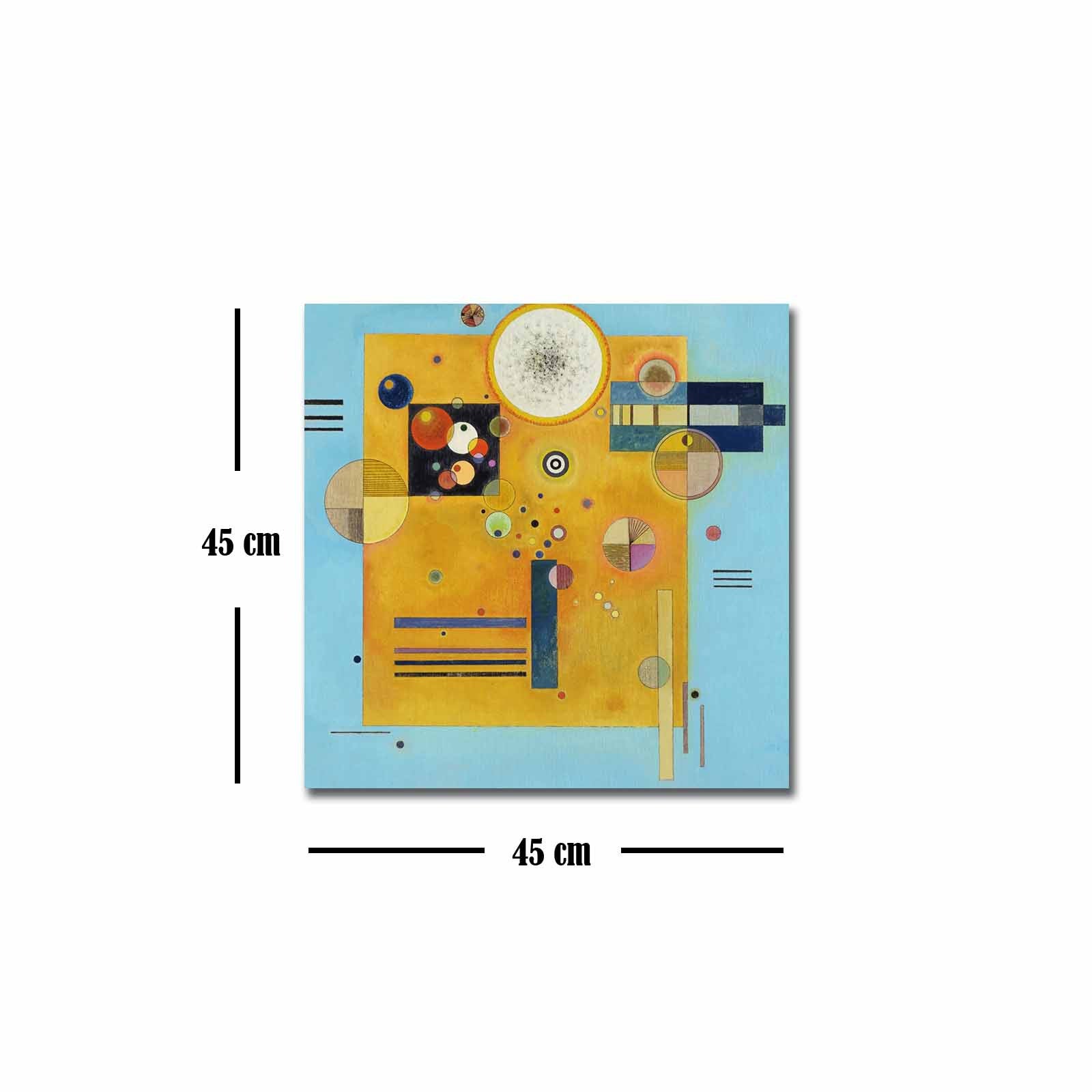 Quadro Decorativo em Tela 45x45cm - Pintura Multicolor com Moldura de Pinho Natural