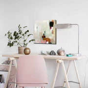 Quadro Decorativo em Tela 45x45cm - Pintura Multicolor com Moldura de Pinho Natural