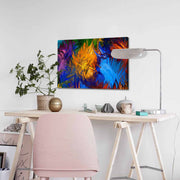 Quadro Decorativo em Tela 45x70cm - Pintura Multicolor com Moldura de Pinho Natural