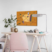 Quadro Decorativo em Tela 45x70cm - Pintura Multicolor com Moldura de Pinho Natural