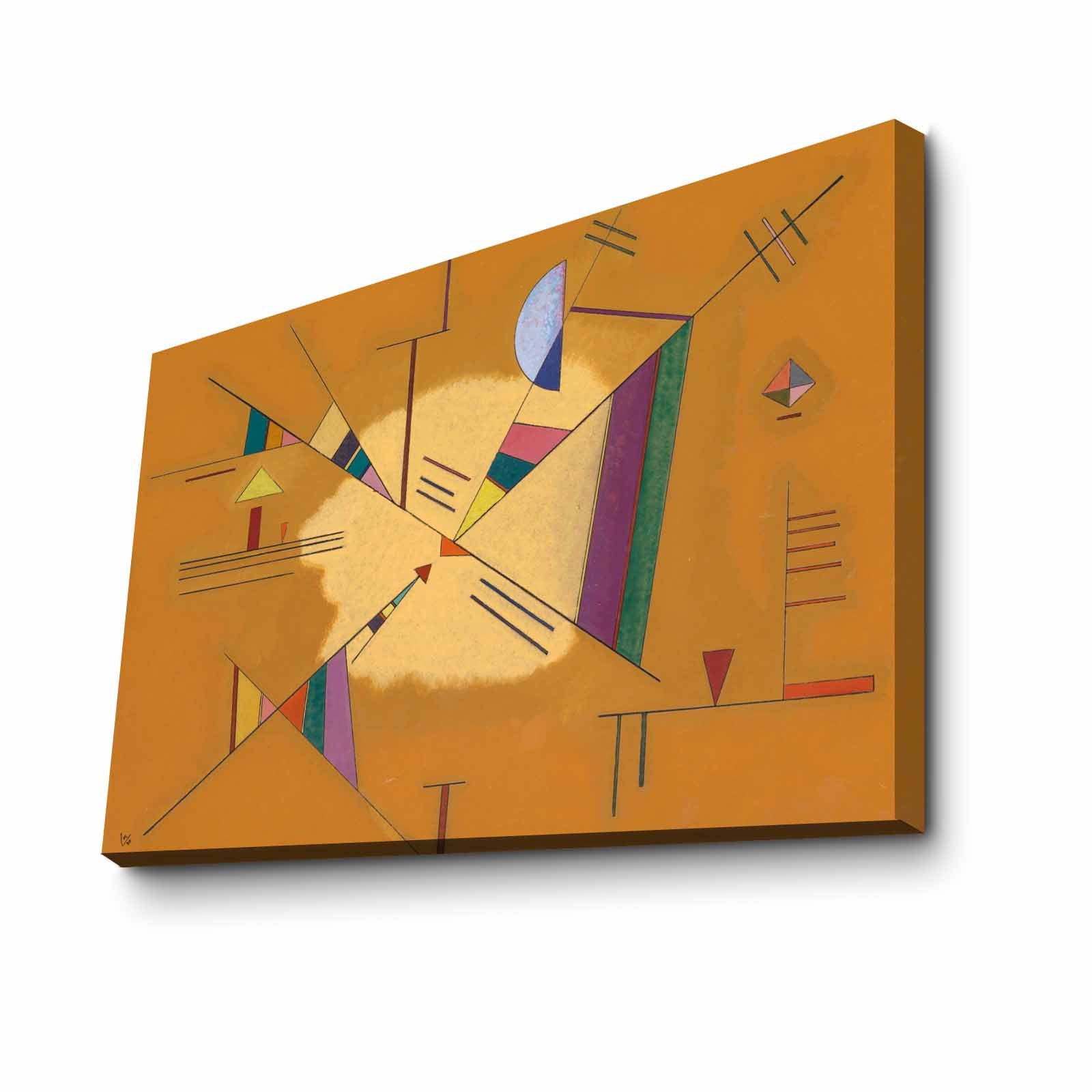 Quadro Decorativo em Tela 45x70cm - Pintura Multicolor com Moldura de Pinho Natural