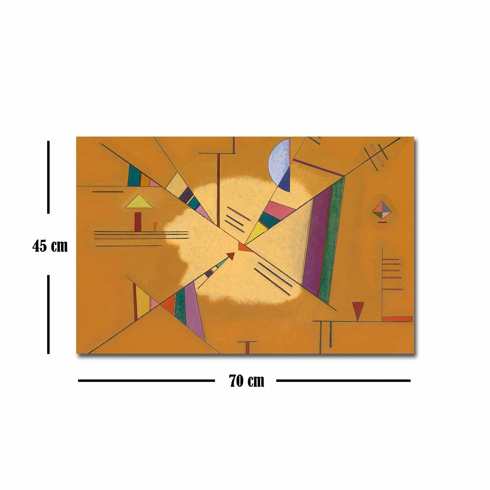 Quadro Decorativo em Tela 45x70cm - Pintura Multicolor com Moldura de Pinho Natural