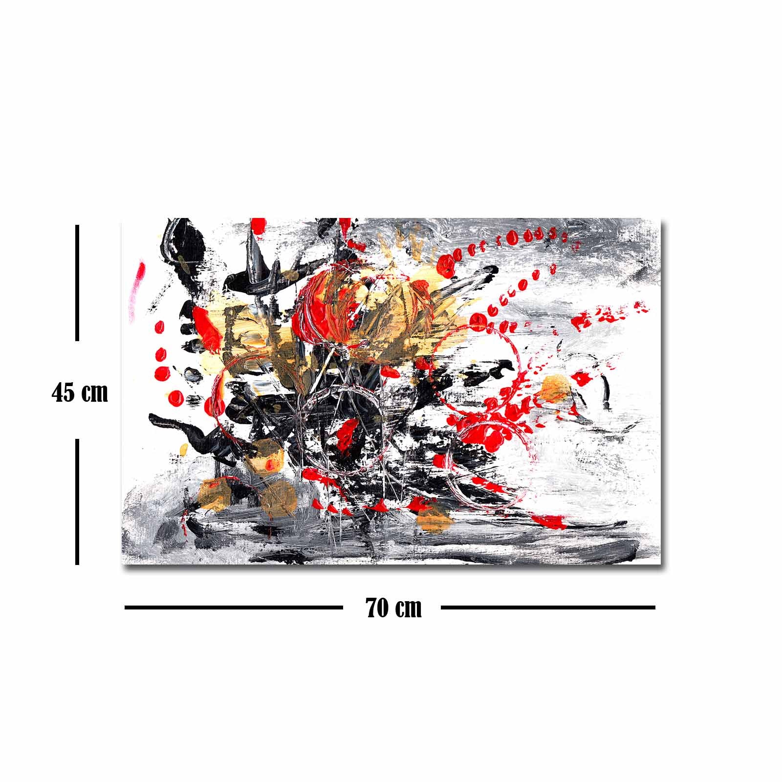 Quadro Decorativo em Tela 45x70cm - Pintura Multicolor com Moldura de Pinho Natural