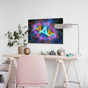 Quadro Decorativo em Tela 45x70cm - Pintura Multicolor com Moldura de Pinho Natural