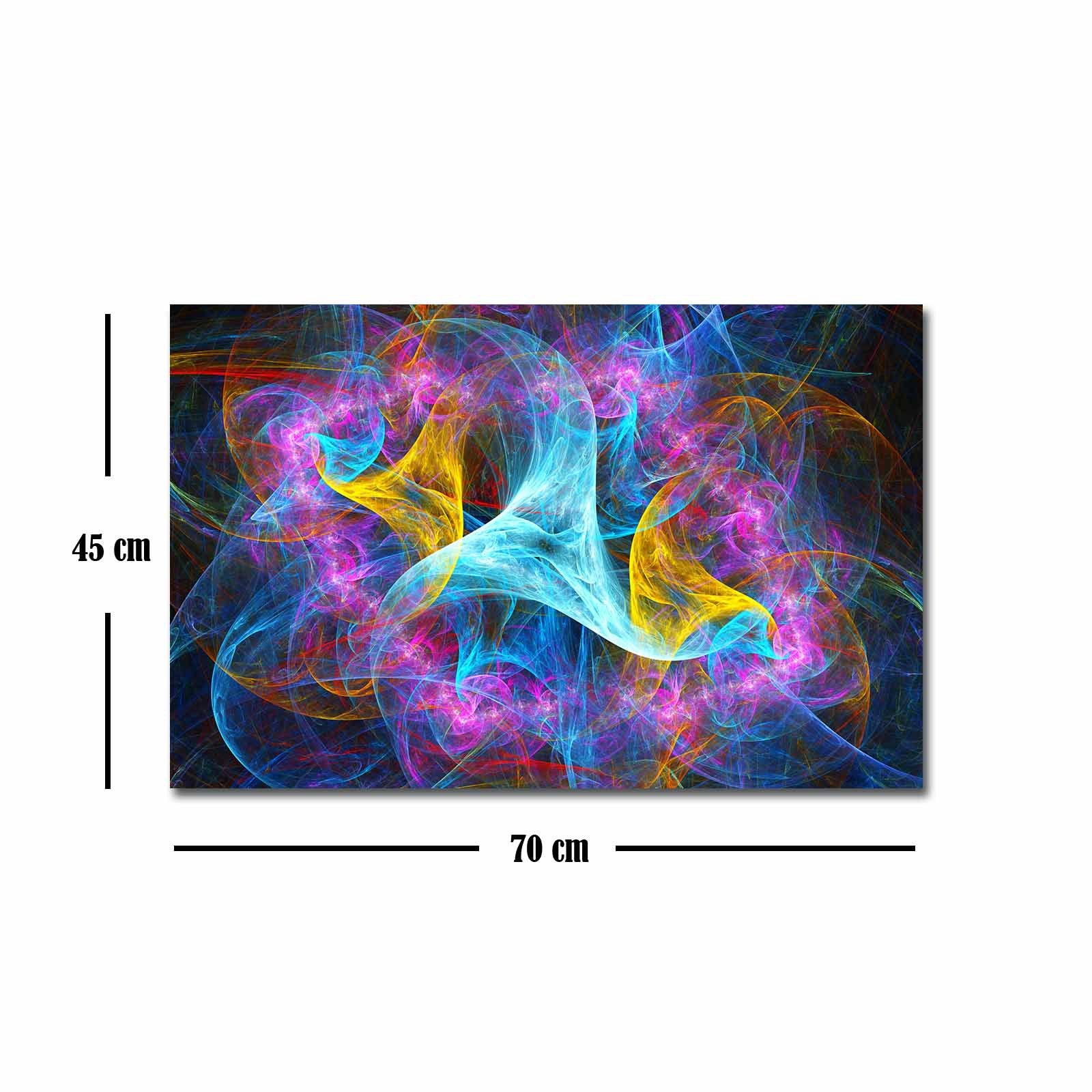 Quadro Decorativo em Tela 45x70cm - Pintura Multicolor com Moldura de Pinho Natural