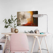 Quadro Decorativo em Tela 45x70cm - Pintura Multicolor com Moldura de Pinho Natural