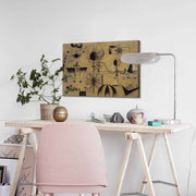 Quadro Decorativo em Tela 45x70cm - Pintura Multicolor com Moldura de Pinho Natural