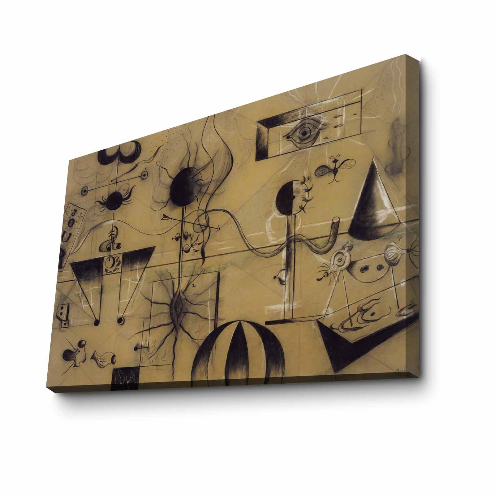 Quadro Decorativo em Tela 45x70cm - Pintura Multicolor com Moldura de Pinho Natural