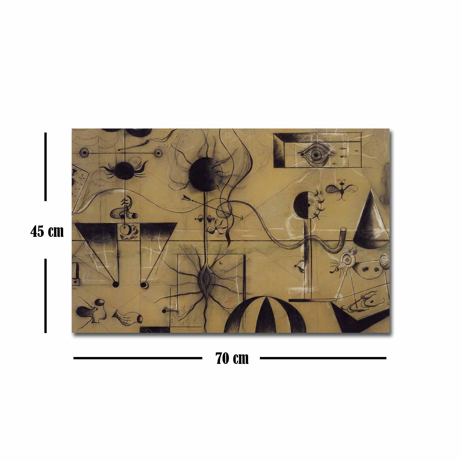 Quadro Decorativo em Tela 45x70cm - Pintura Multicolor com Moldura de Pinho Natural