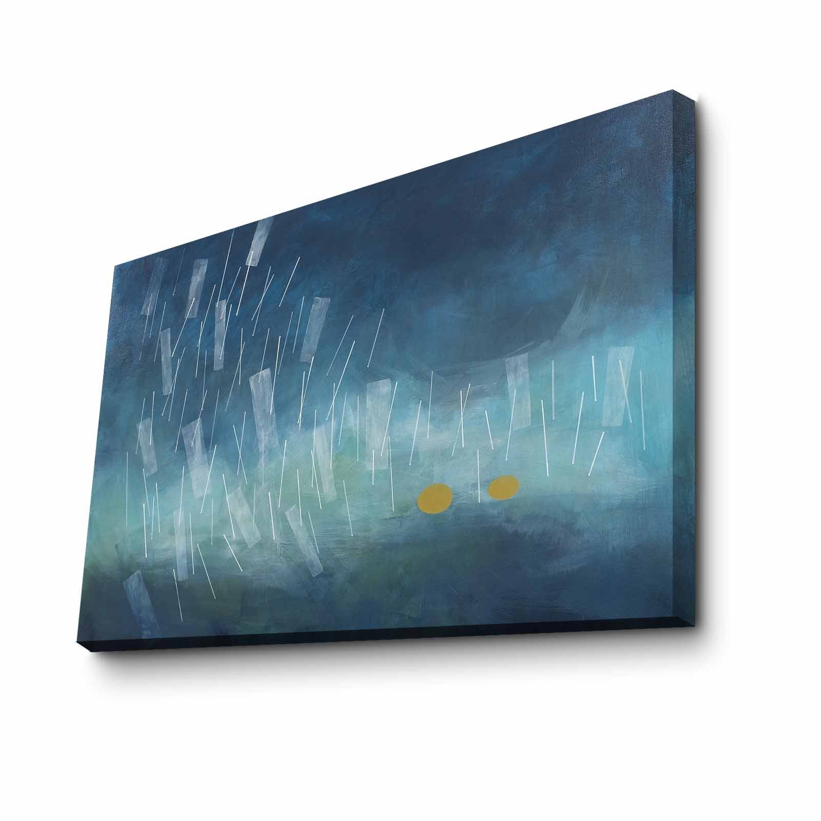 Quadro Decorativo em Tela 45x70cm - Pintura Multicolor com Moldura de Pinho Natural