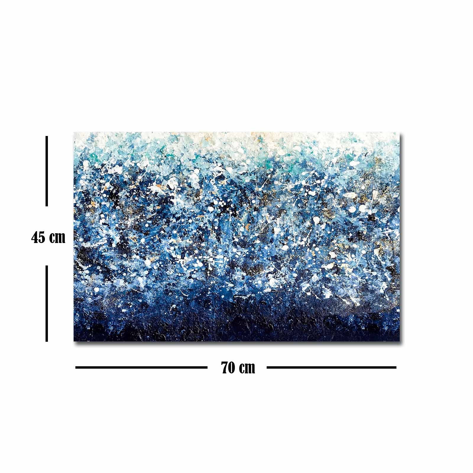 Quadro Decorativo em Tela 45x70cm - Pintura Multicolor com Moldura de Pinho Natural