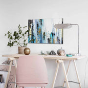 Quadro Decorativo em Tela 45x70cm - Pintura Multicolor com Moldura de Pinho Natural