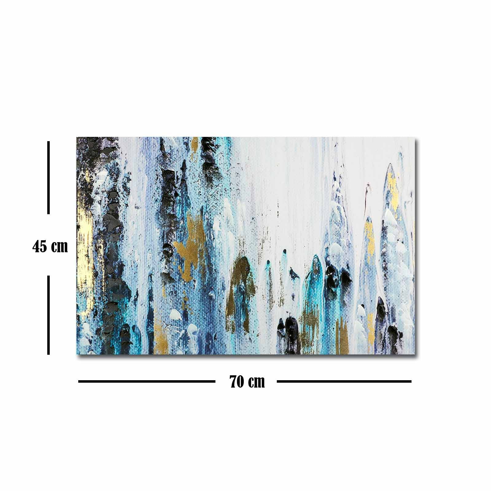 Quadro Decorativo em Tela 45x70cm - Pintura Multicolor com Moldura de Pinho Natural