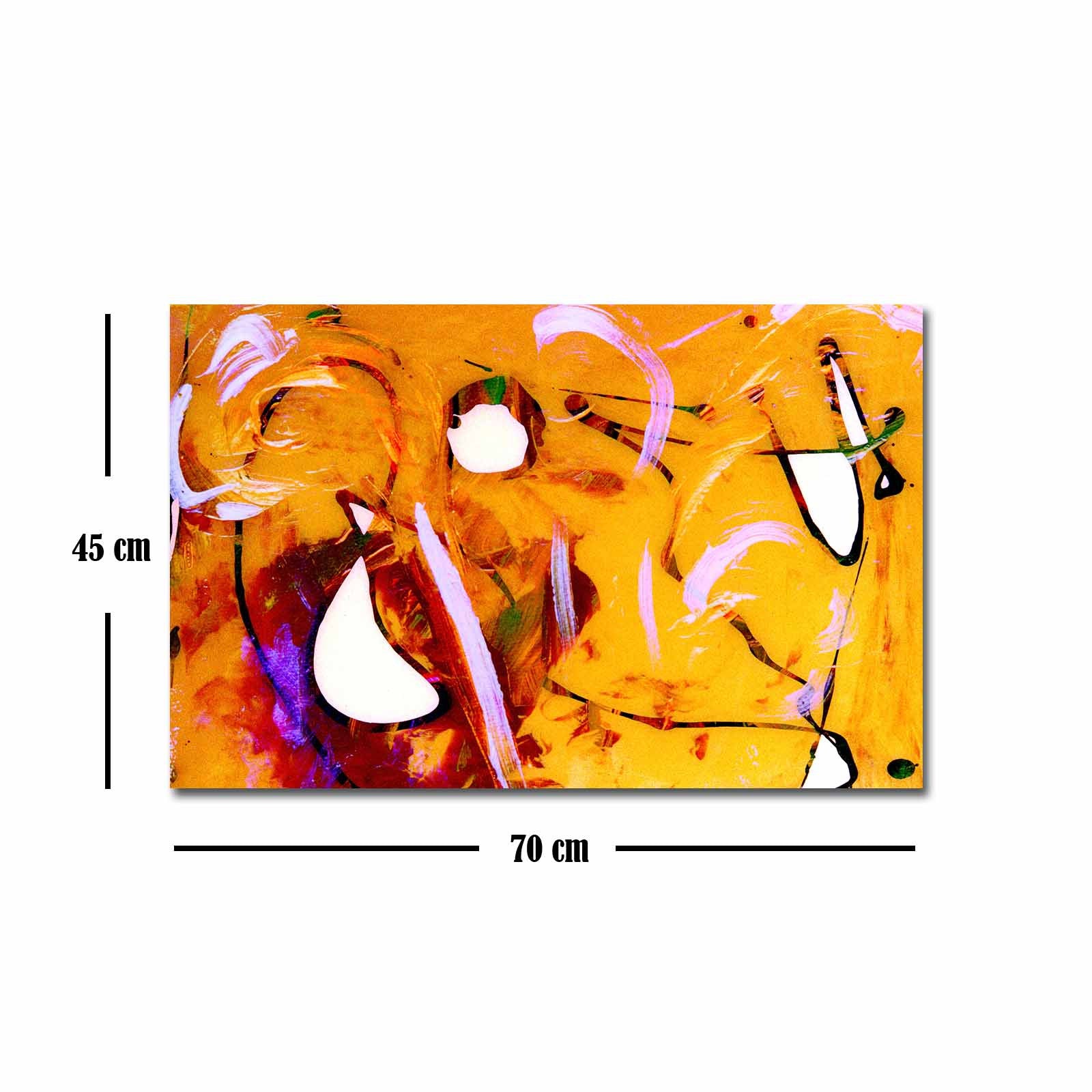 Quadro Decorativo em Tela 45x70cm - Pintura Multicolor com Moldura de Pinho Natural