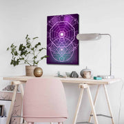 Quadro Decorativo em Tela 45x70cm - Pintura Multicolor com Moldura de Pinho Natural