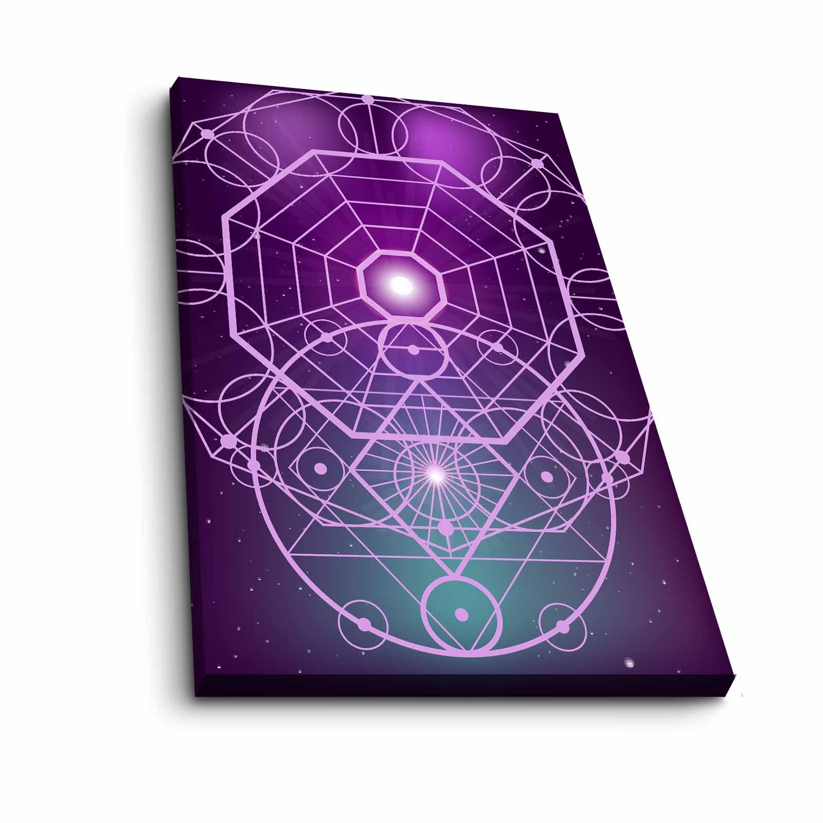 Quadro Decorativo em Tela 45x70cm - Pintura Multicolor com Moldura de Pinho Natural