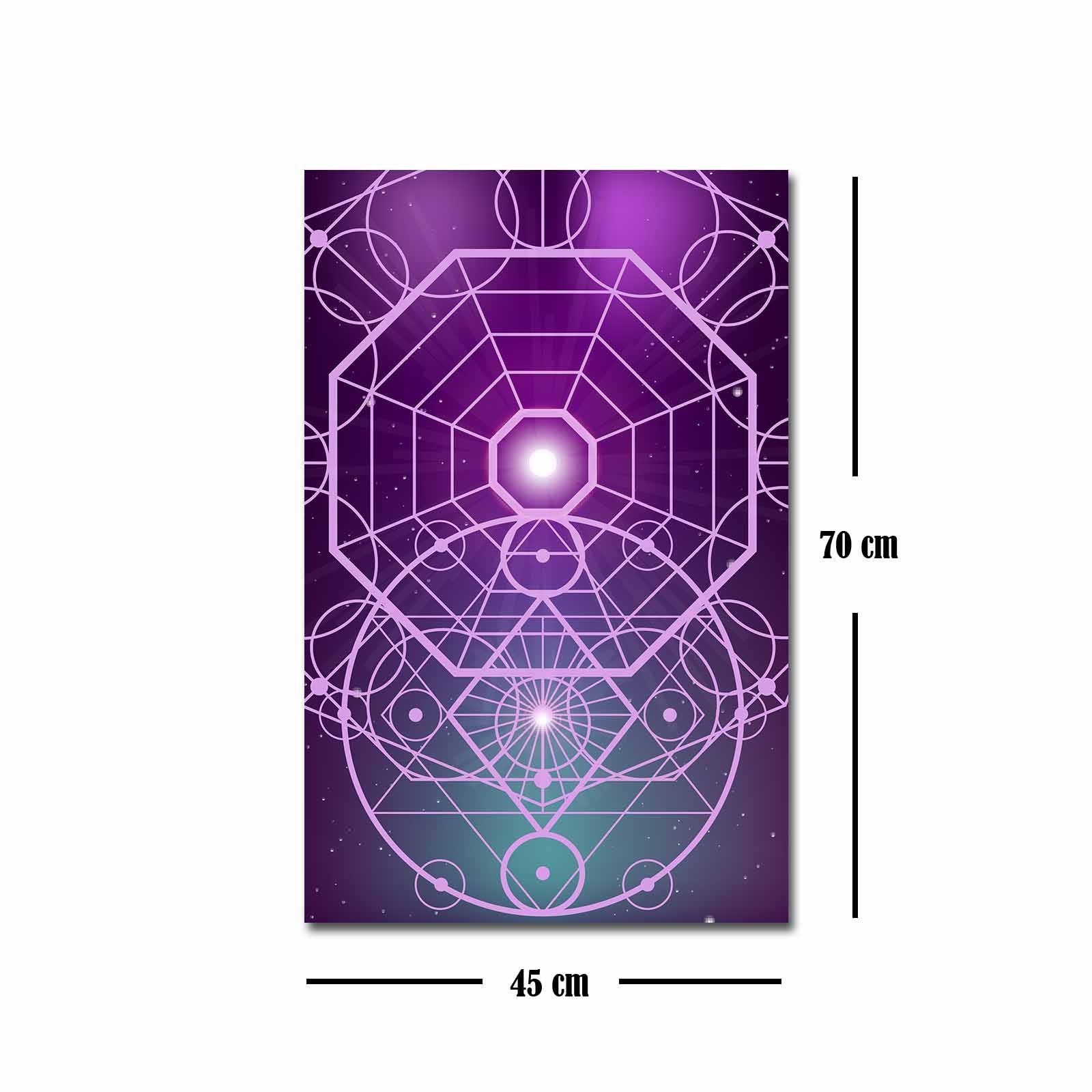 Quadro Decorativo em Tela 45x70cm - Pintura Multicolor com Moldura de Pinho Natural