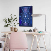 Quadro Decorativo em Tela 45x70cm - Pintura Multicolor com Moldura de Pinho Natural