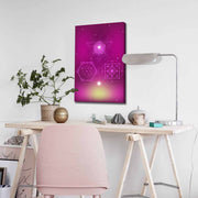 Quadro Decorativo em Tela 45x70cm - Pintura Multicolor com Moldura de Pinho Natural