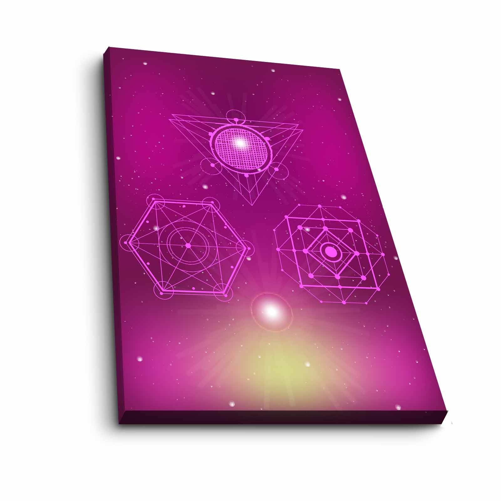 Quadro Decorativo em Tela 45x70cm - Pintura Multicolor com Moldura de Pinho Natural