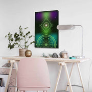 Quadro Decorativo em Tela 45x70cm - Pintura Multicolor com Moldura de Pinho Natural