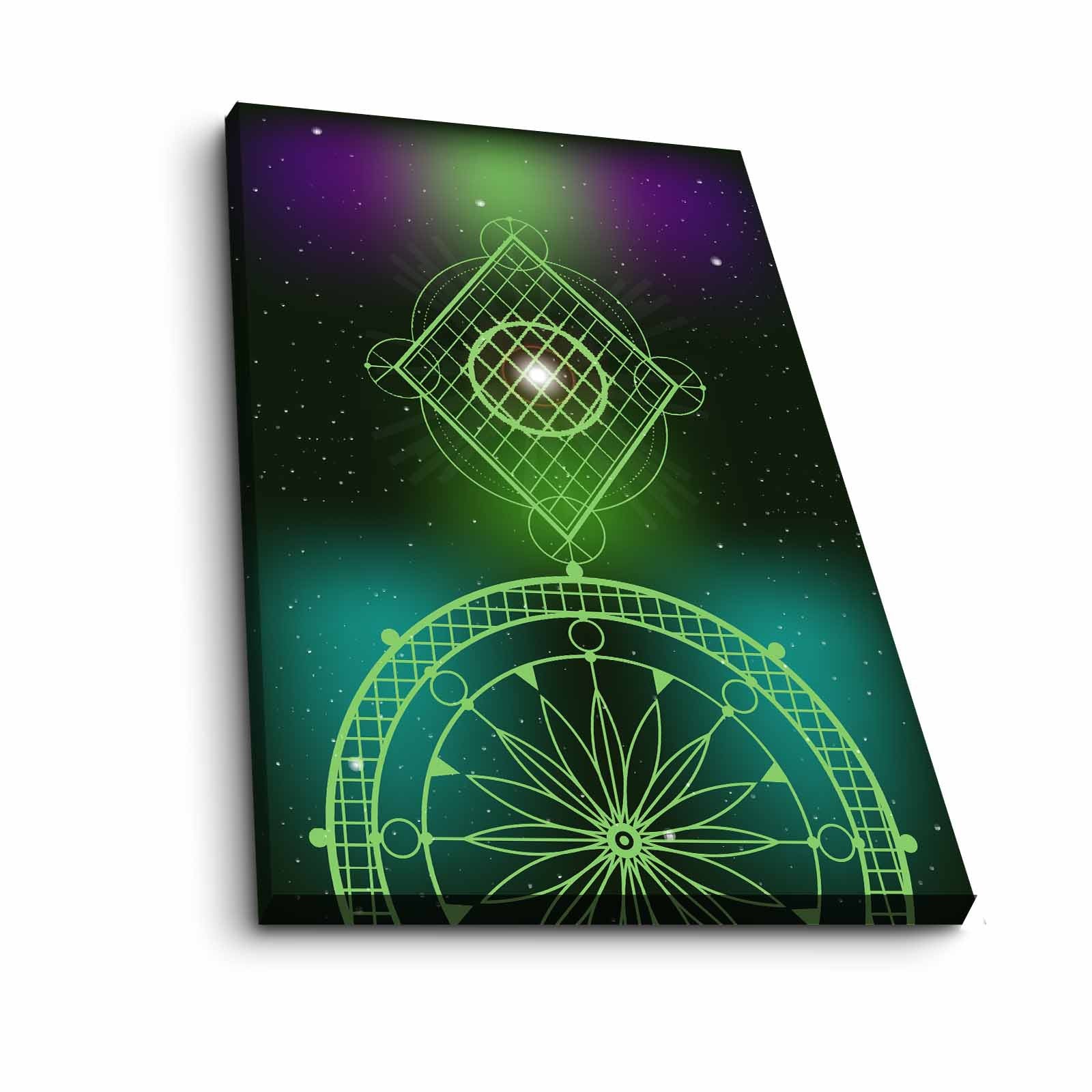 Quadro Decorativo em Tela 45x70cm - Pintura Multicolor com Moldura de Pinho Natural