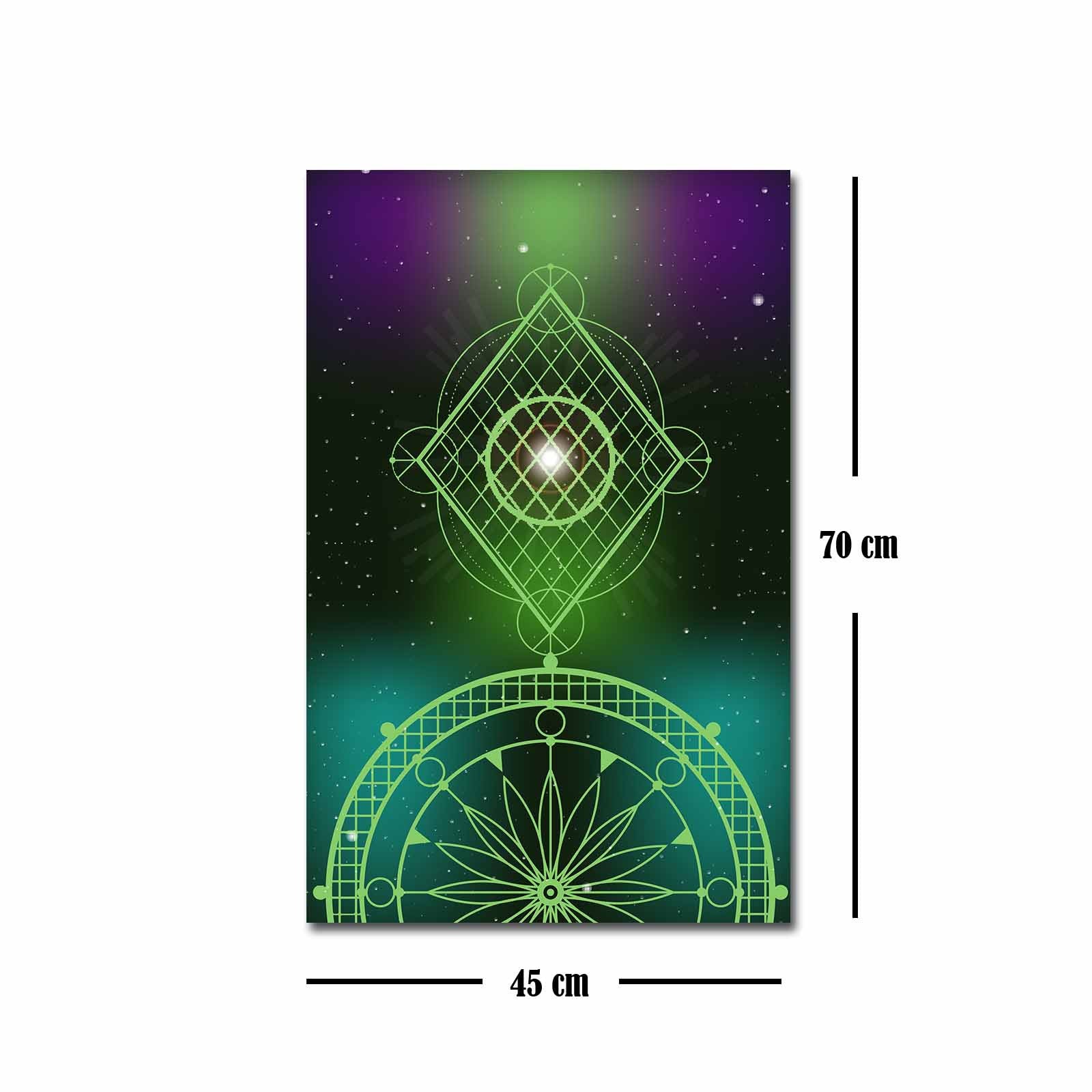 Quadro Decorativo em Tela 45x70cm - Pintura Multicolor com Moldura de Pinho Natural